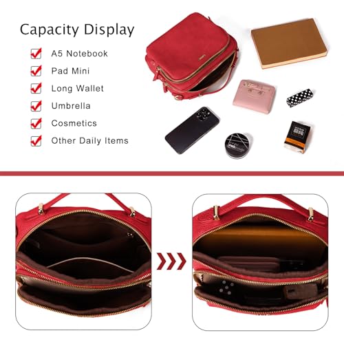 Image of Crossbody Bag,Convertible Top Handle Purse and Satchel for Women | Soft vegan leather; multi pockets; fits A5,iPad mini,long wallet; lightweight organizer for work, travel and weekends