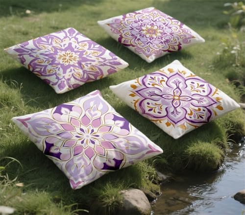 Lilas Coussin Exterieur Impermeable 30x30cm Grand Housse Coussin Simple Double Face Imprimé Velours Carré Taie Oreiller de jardin Maison Decoratif Salon...