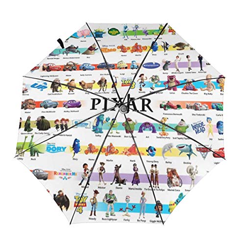 折りたたみ傘 ディズニー ピクサーコレクション 大集合 折り式傘 折り畳み傘 日傘 丈夫な8本骨 3段式 ワンタッチ自動開閉 撥水加工 耐風 UVカット 遮光遮熱 晴雨兼用 梅雨対策 傘袋/収納ポーチ付き