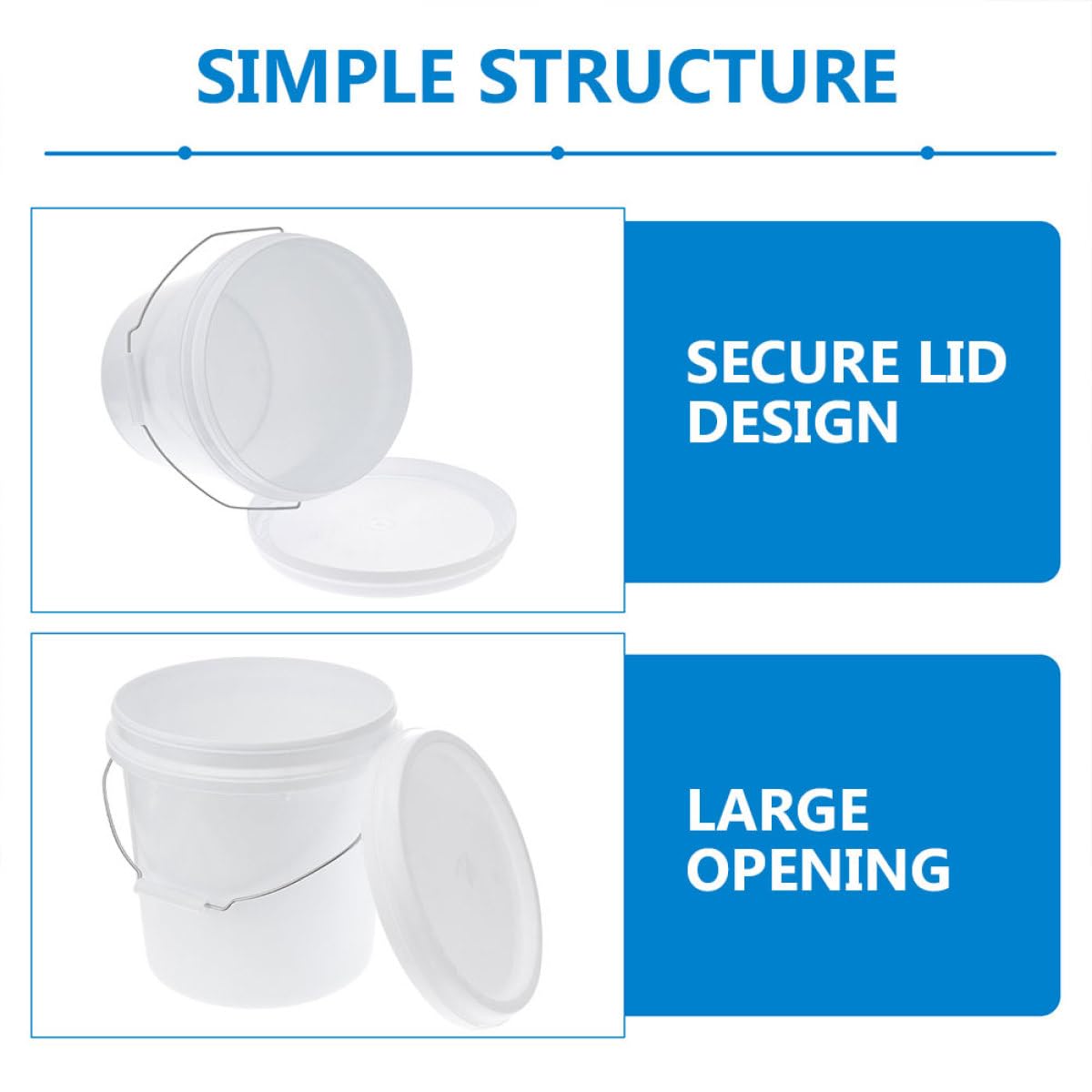 Abaodam Cubo Redondo de Plástico Blanco de 10l Tapa Segura, Multifuncional para Almacenamiento y Pintura, Pack de 2 Unidades Adecuado para Uso Doméstico