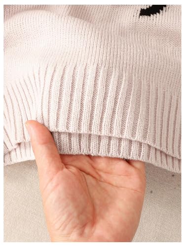 Image of BEAUDRM Girl's Bow Sweater Crew Neck Cute Sweaters Long Sleeve Knit Pullovers Sweater