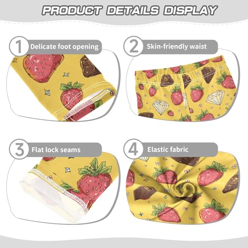 Boccsty Cartoon Yellow Strawberry Star Girls Leggings Kids Yoga Pants Dance Active Tights 4T3