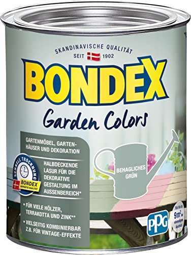 Bondex Garden Colors - Behagliches Grün - Holzfarbe für Außen - Möbelfarbe - Einfache Verarbeitung - Für viele Hölzer, Terrakotta und Zink geeignet - 9M² - 0.75 ML