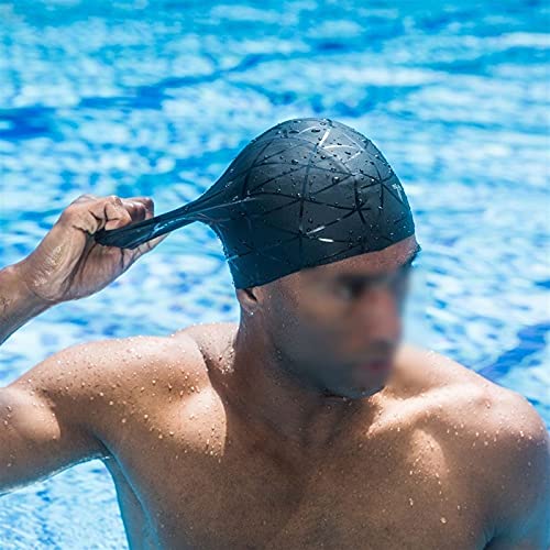 Gorro de natación 3D elástico profesional de gel de sílice, impermeable, protección auditiva, para adultos, hombres y mujeres, pelo largo, cubierta para piscina
