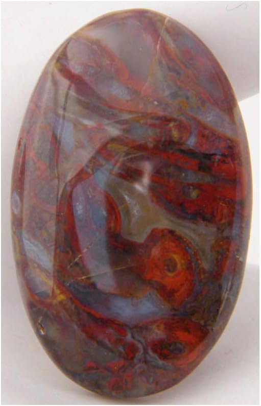 Thebestjewellery Moroccan Apple Valley Agate Cabochon, 35Ct Moroccan Apple Valley Agate Gemstone, Oval Shape Cabochon for Jewelry Making (33x22x5mm) SKU-6093