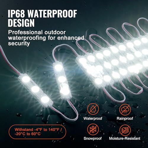 Image of VEVOR 200PCS LED Storefront Lights, 108 ft DC 12V, LED Module 5730 SMD 3-LED 1.5W Window Light With Tape Adhesive Backside, for Business Store Window Advertising Letter Signs, NO Power Supply