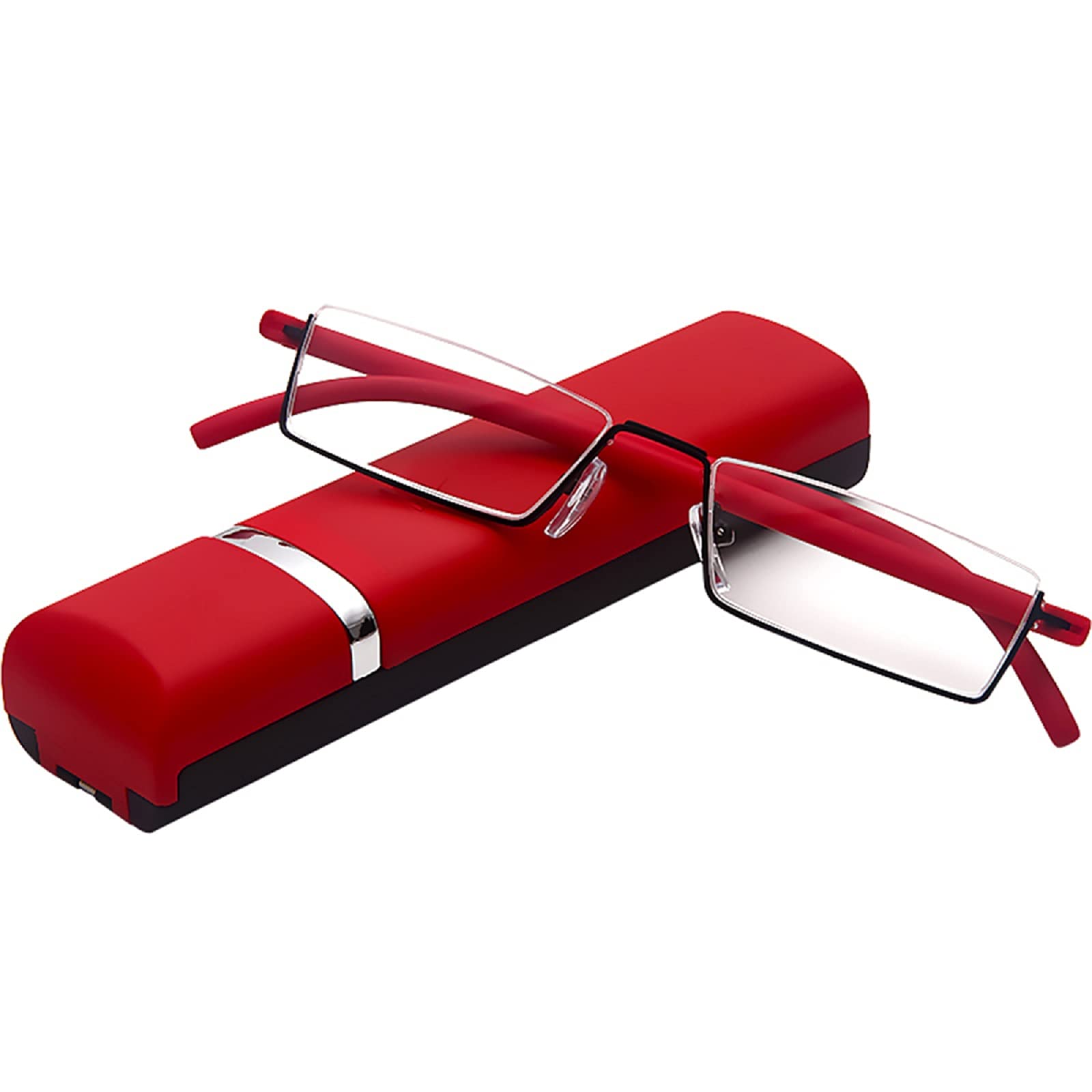 KoKoBin Lesebrille mit Ultraleichtem TR90 Rahmen Lesehilfe Halbbrille aus Metallrahmen mit Halbrahmen Sehehilfe mit Brillenetui für Damen und Herren
