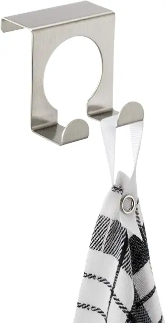 WENKO Stainless Steel Double Hook for Towels - Kitchen & Bathroom Storage