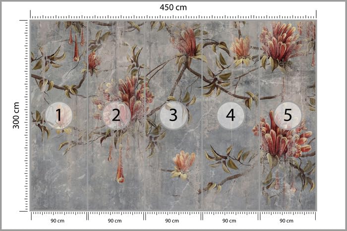 Muralo - Tapeta 3D z włókniny - fototapeta z efektem 3D - tapeta do salonu, sypialni, tapeta ścienna - fototapeta - motyw kwiatów - szer. 450 cm x wys. 300 cm
