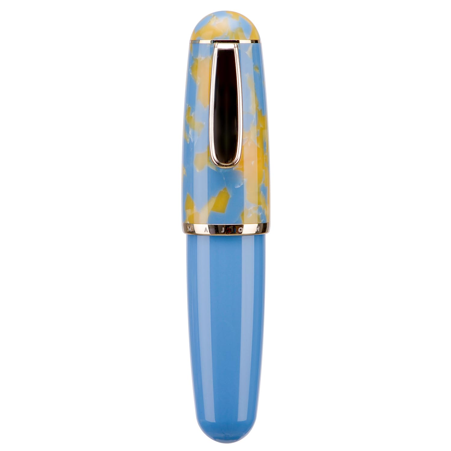 Lanxivi Majohn Q1 Fountain Pen Medium Nib Sky Blue Acrylic, Little Fat Man Eyedropper Filling Pocket Pen Large Capacity