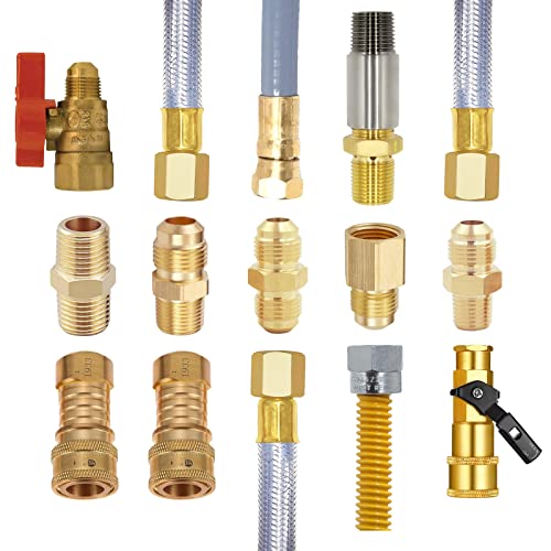 Mcampas 10 Feet High Pressure Braided Propane Hose Extension With Conversion Coupling 3/8"Flare To 1/2" Female Npt, 1/4" Male Npt,3/8" Male Npt,3/8" Male Flare For Bbq Grill, Heater, Fire Pit #TOP3