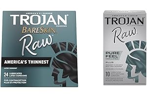 Trojan Bare Skin Raw Non-Latex Lubricated Pure Feel Condoms 34 Count