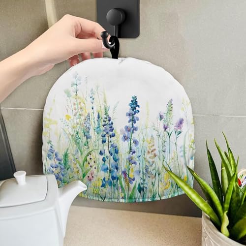 Image of Tea Pot Cover Tea Pots Cosy Insulated Tea Cozies Home Kitchen Decoration Teapot Dust Cover Warming Tea Kettle Quilt Creative Gifts for Women Wife Mom, Blue Green Floral