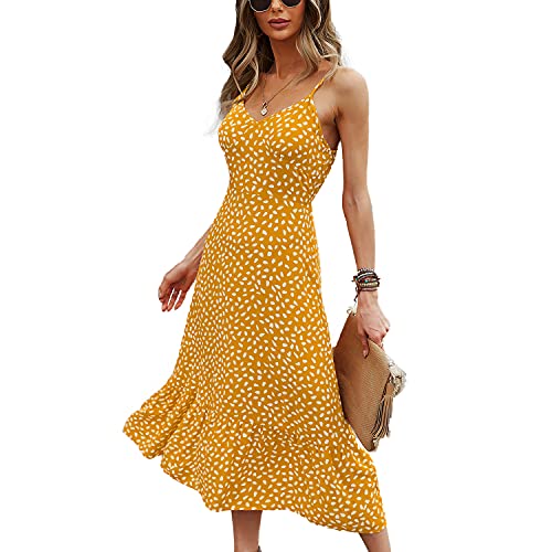 Image of BROVAVE Women's 2026 Summer Casual Boho Sundress Spaghetti Strap Midi Dress