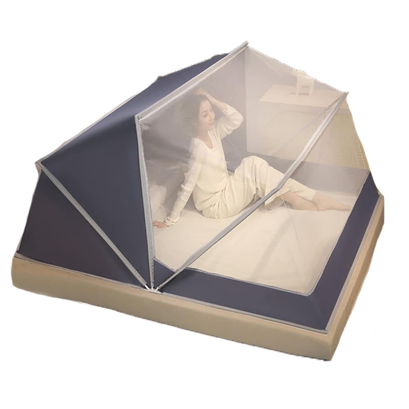 Mosquitera Plegable portátil, mosquitera para Adultos de Gran Altura, cómoda y Transpirable, Dosel para Cama, Camping, Unisex, fácil de Instalar y Lavar, Gris, 135 * 190 * 120 cm