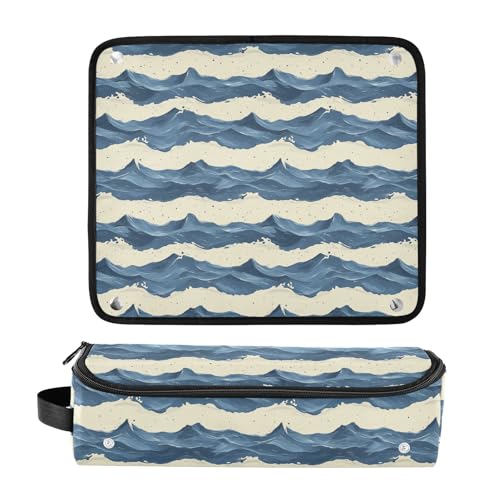 Bolsa de viaje resistente al calor Water Sea Marble para herramientas de cabello, incluye tapete aislante para planchas, rizadores y organizador portátil miniatura 3