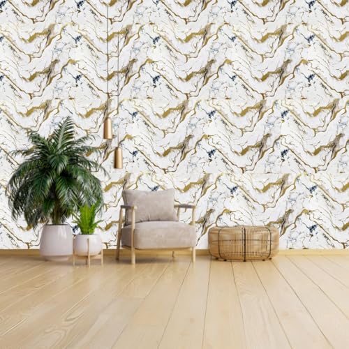 Image of INFINITY DECOR Golden Texture with Cream and Light Pink Marble UV Panels Marble UV Sheets, self Adhesive Wall Tile (60 cm * 60 cm),Marble Look Wall Panels for Homes and Offices(Pack of 5)