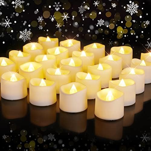 Amagic LED Candles, 24Pcs Timer Tea Lights Battery Operated, Flameless Flickering Battery Tea Lights Candles, 6 Hours on and 18 Hours Off, 1.4 x 1.25 Inch, Warm White