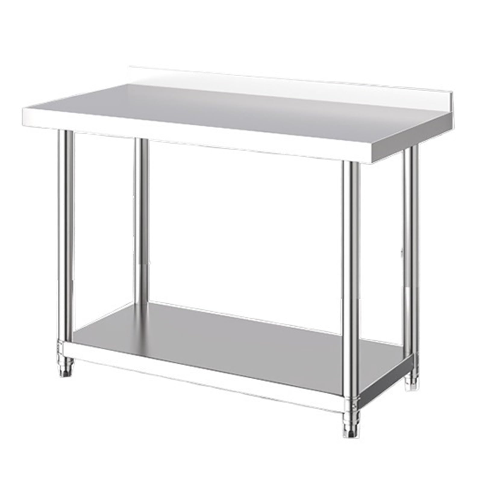 Banco de Trabajo de Acero Inoxidable Reforzado con Ranuras para Preparar La Mesa de Cocina con Patas Giratorias Y Ajustables Mesa de Trabajo Comercial para Restaurante con Deflector