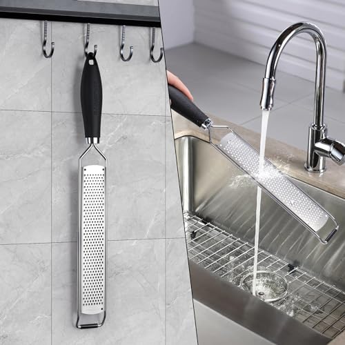 Image of 304 Stainless Steel Citrus Lemon Zester Spice Ginger Garlic Grater Black