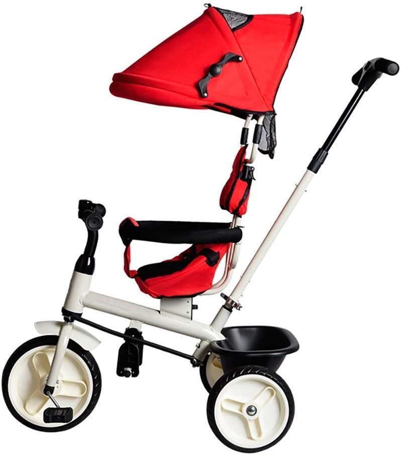 Tricycle Trike, Multifunctional 4-in-1 Tricycle Without Swivel Seat, Baby Outdoor Tricycle, 2 Colors, 94x92x57cm (Color: Red)