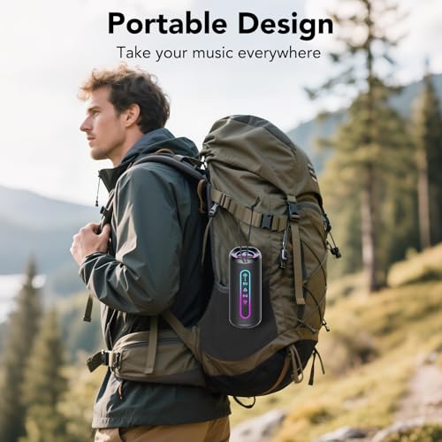 Miniatura 4 de Altavoz Bluetooth Potente 25W, Altavoz Bluetooth con Graves | 24H Reproducción, 5 Modos RGB, Emparejamiento TWS, Impermeable IPX7, Soporte AUX/TF, Altavoz Portátil para Fiestas y Viajes