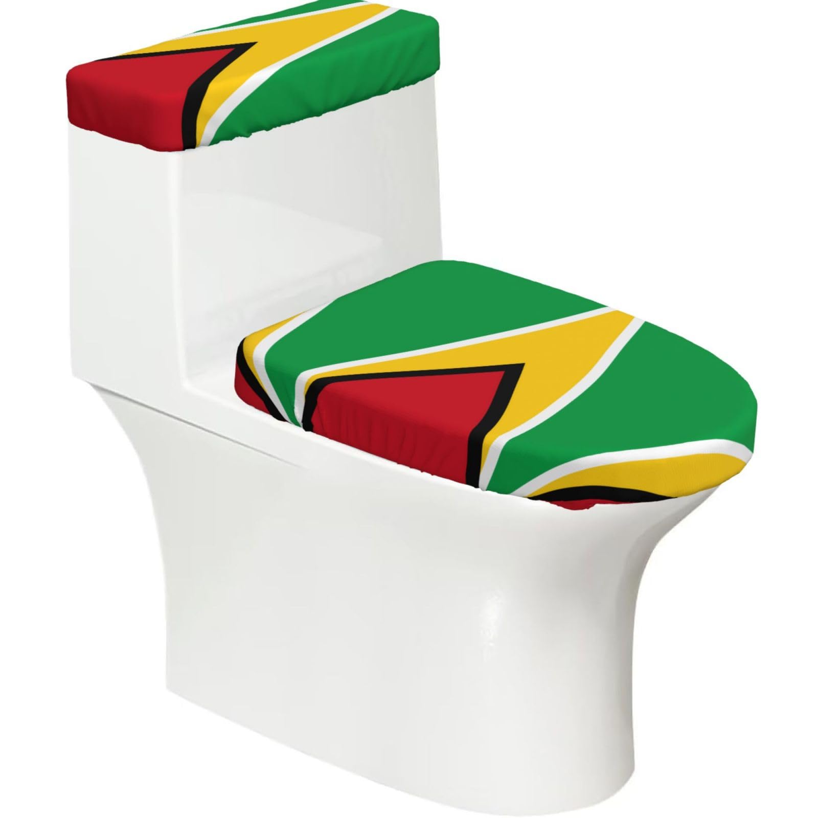 Mrowyc Black Flag Of Guyana Printed Toilet Seat Set - Set Of 2 - Universal Toilet Seat Cover - Housewarming Birthday Christmas Gift