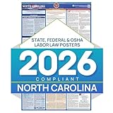 NC Labor Law Poster, 2020 Edition - State, Federal and OSHA Compliant Laminated Poster (North Carolina, English)