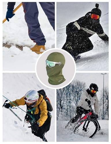 KUTOOK Sturmhaube Fahrrad Motorrad Winter Warm Skimaske Balaclava Gesichtshaube Winddicht Herbst Herren Damen Skimaske für Outdoor Sport Radfahren Snowboarden Ski Grün