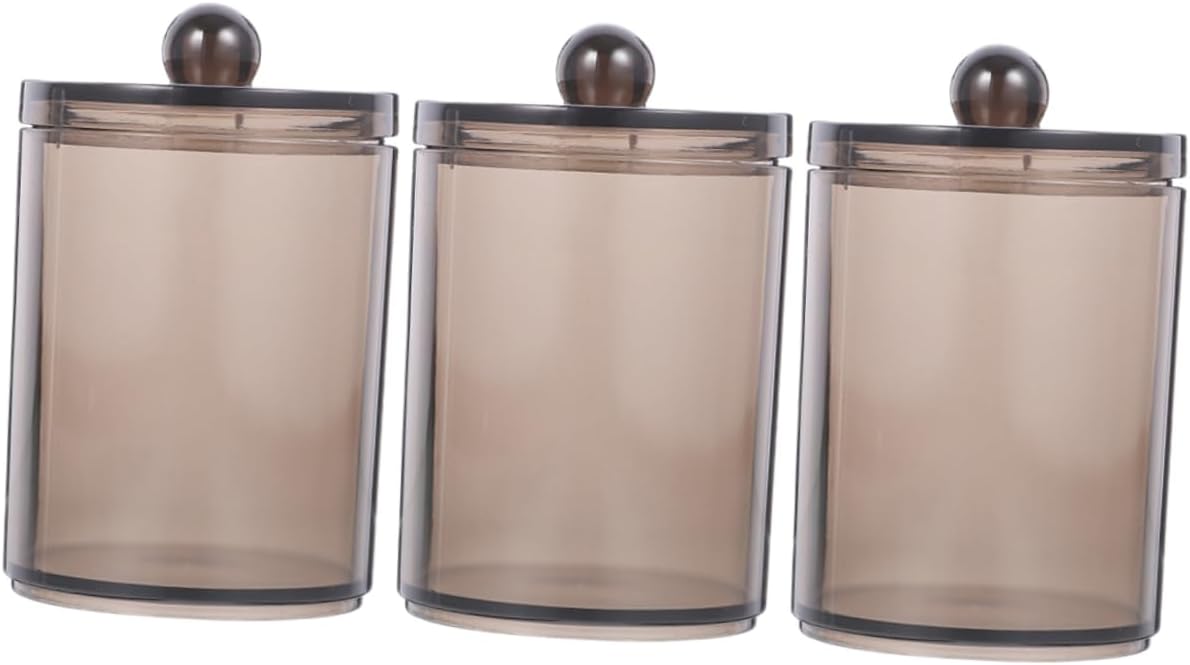 PRETYZOOM 3sets Bathroom Cotton Swab Holder Storage Jars Cotton Pad Dispenser Organizer Countertop Storage 3pcs*3