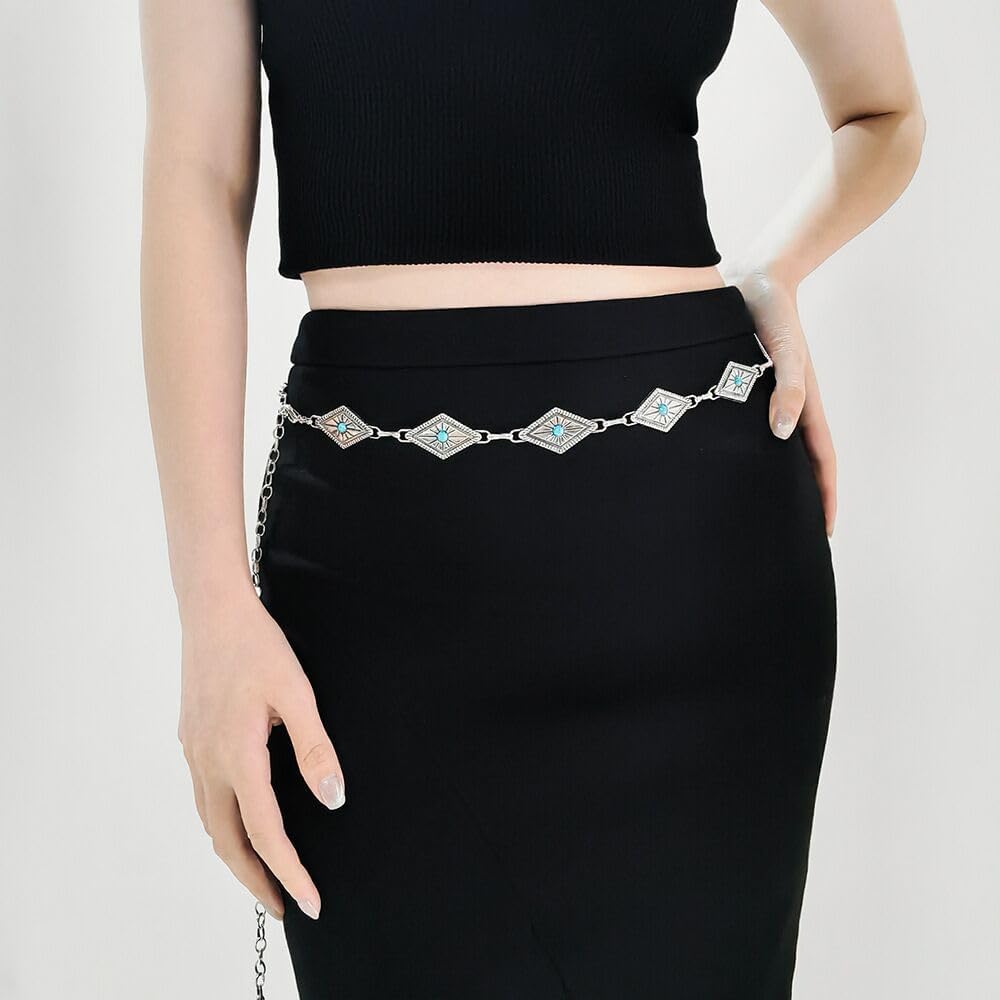 Bohemian Turquoise Necklace Set - Women's Western Jewelry with Long Choker, Pendant, Dangle Earrings, Layered Bracelets - Image 4