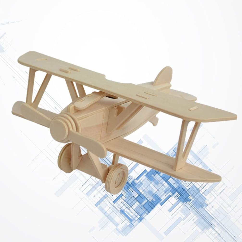 TOYANDONA 3D Wooden Aeroplane Assemble Kit for Kids Educational Plane Model Puzzle Diy Craft Toy for Painting and Creative Play 7.87X8.66X11.81In - Image 3