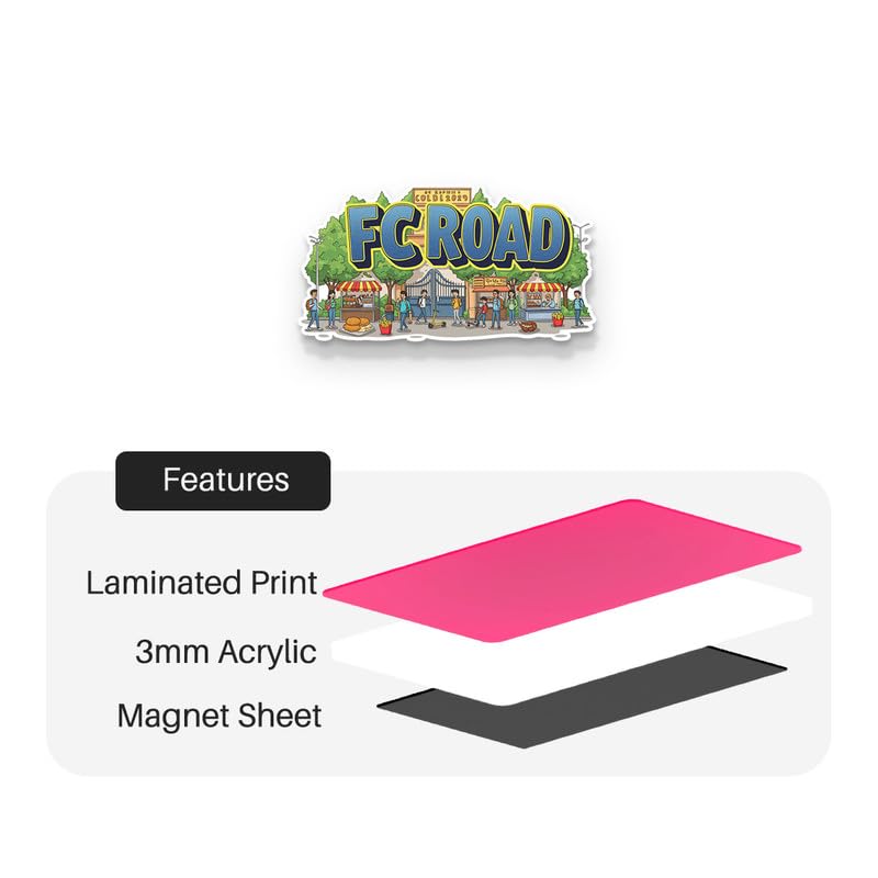 Image of Fc Road Fridge Magnets, Glossy Finish, Stylish Magnet for Fridge, Wardrobe & Metal Surfaces