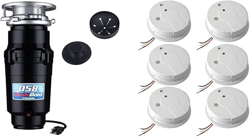 Waste Maid 10-US-WM-058-3B Detector de basura y humo para niños, alarma de humo cableada con batería de respaldo incluida, interconexión, paquete de