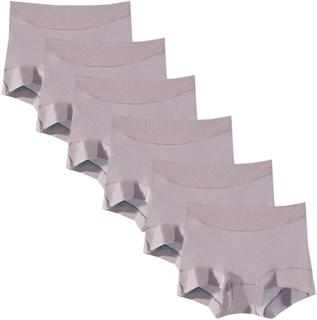 Women’s Plus Size Cotton Panties 6pcs High Waist Breathable Solid Color Briefs