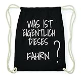 100% Baumwolle JOllify FAHRN Hipster Turnbeutel Tasche Rucksack aus Baumwolle - Farbe: schwarz – Design: was ist eigentlich - Farbe: schwarz