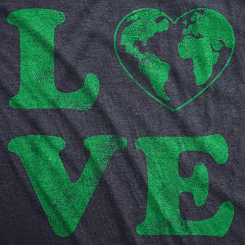 Womens Love Planet Earth Tshirt Cute Environmental Awareness Tee Crazy Dog Women's Novelty Tshirts Premium Cotton Blend Graphic Tees Heather Navy L #TOP2