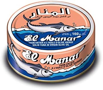 Solid Tuna in Virgin Olive Oil - Canned Tuna Fish in Cold Pressed Tunisian Olive Oil from El Manar - 10-Pack of 160g Cans