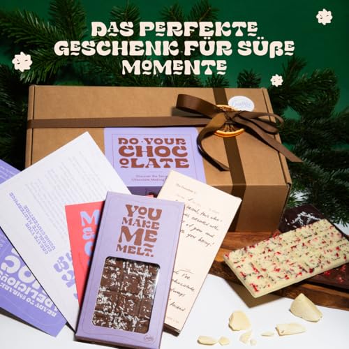 Komplettes Set zum Schokolade Selber-machen | 11 hochwertige Zutaten, 2 Formen, 3 personalisierbare Verpackungen | Geschenkidee für Frauen, Männer, Weihnachten | DIY Dubai Schokolade