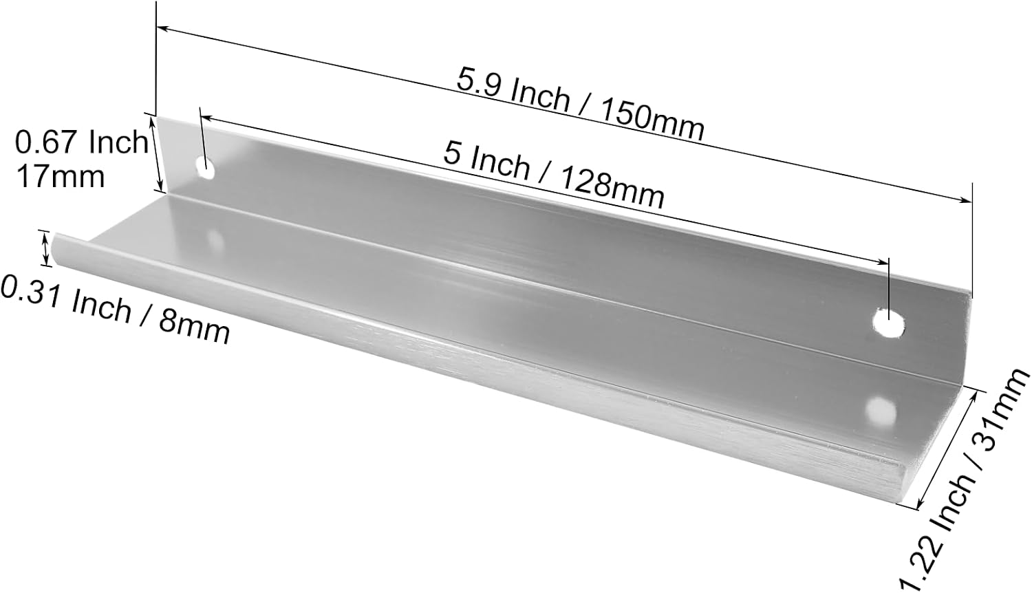 12 Pack Hidden Cabinet Pulls 5.9"/150mm Finger Edge Handles Brushed Silver Concealed Handles Aluminum Dresser Tab Pulls for Wardrobe,Cupboard,Kitchen