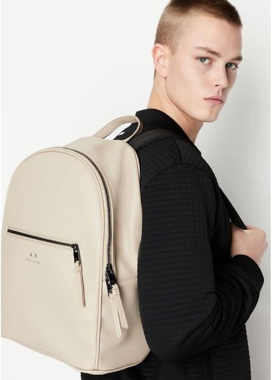 ARMANI EXCHANGE Essential, Dino, Classic Look, Double Zip, Flat Pocket, Tasca Frontale Uomo, Beige (White Pepper), Taglia Unica ARMANI EXCHANGE Essential, Dino, Classic Look, Double Zip, Flat Pocket, Tasca Frontale Uomo, Beige (White Pepper), Taglia Unica