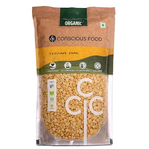 Image of Conscious Food Organic Toor Dal | 1kg | Unpolished | Certified Organic | Tuvar Dal, Arhar Dal, Tur Dal, Pigeon Pea