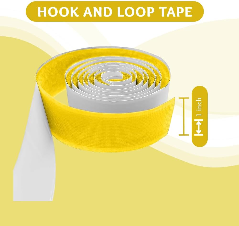 1 Inch Yellow Hook and Loop Tape 1 Yard Self Adhesive Sticky Strong Back Fastener Nylon Excellent Grip Strips Heavy Duty Fastener Roll for Fixing and Hanging Home Office School Car and Crafting