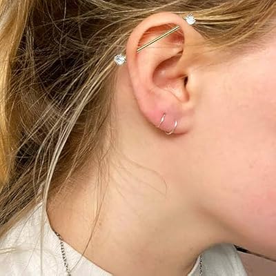 14G CZ Industrial Barbell Earrings for Women Men 316L Stainless Steel Cartilage Conch Helix Earrings 38mm Industrial Bar Industrial Piercing Jewelry