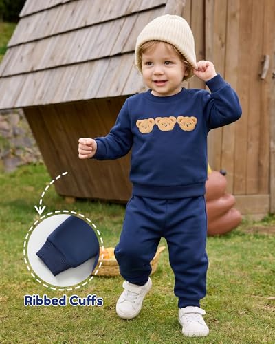 Image of NZRVAWS Toddler Baby Boy Clothes Infant Fall Winter Outfit Long Sleeve Pant Top Set 2Pcs Sweatshirt 0 Month-3 Years