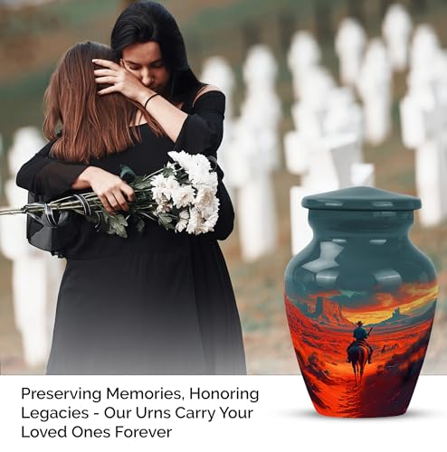 Image of Cowboy Urn- Small Urn for Human Ashes Keepsake - Urn for Ashes Adult Male - Urn for Ashes for Women - Cremation Keepsakes for Ashes - Size 3 Inch, Pack of 1