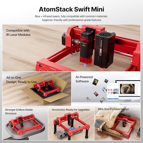Image of ATOMSTACK Swift Laser Engraver Machine, Professional, Red, 5W Laser Cutter