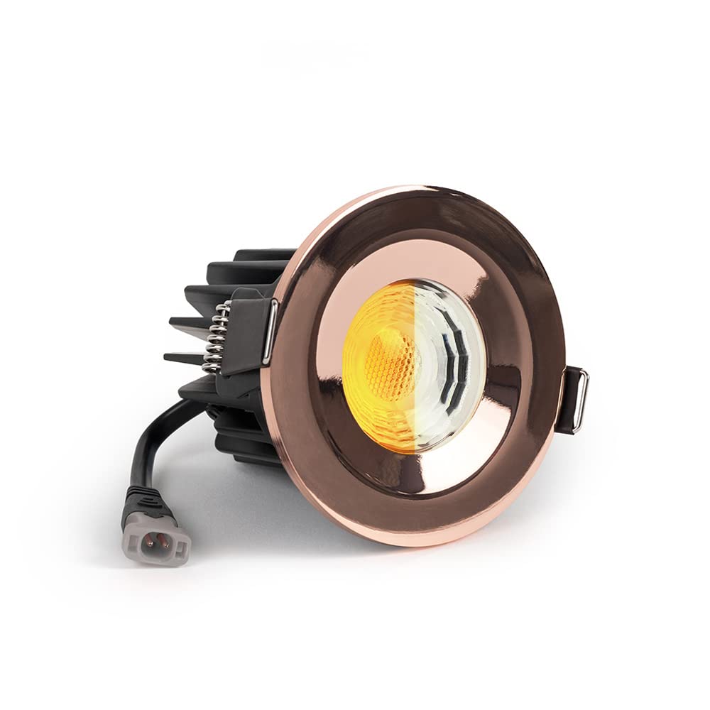 Polished Copper CCT Dim to Warm LED Lights Downlight Fire Rated IP65 Suitable Spot Lights for Ceilings in the Kitchen, Bedroom, Home Improvements and Office Lighting