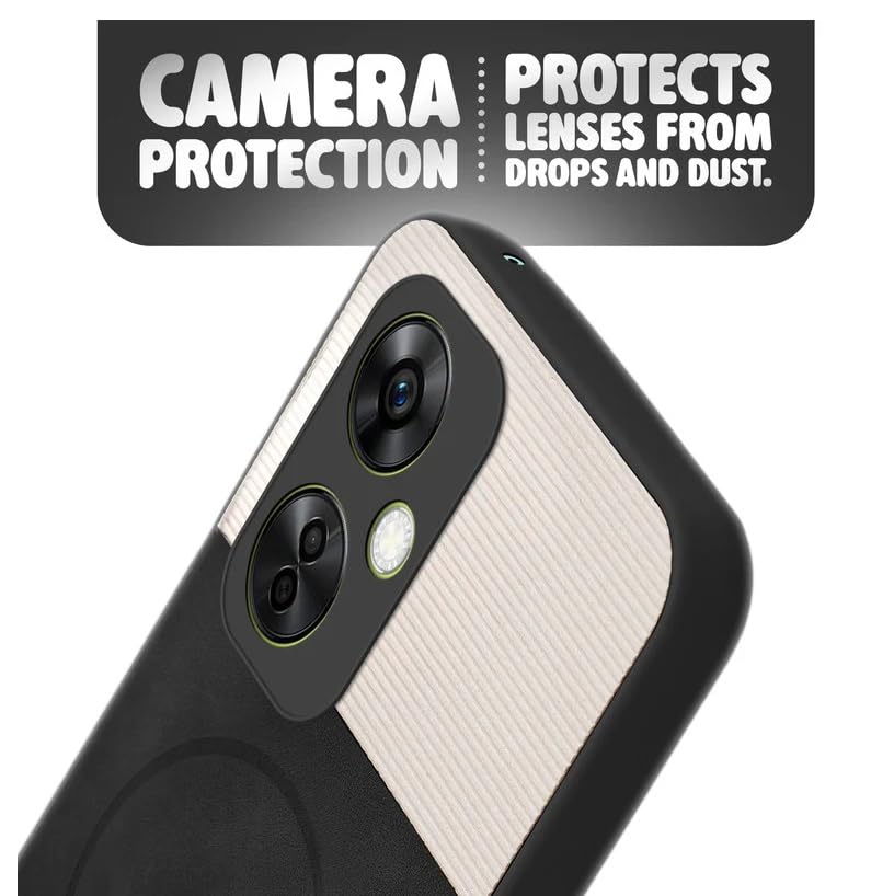 Image of Bintage CASE Dual-Leather Mac Safe Design Phone Case| Soft Touch Finish | Full Camera Protectection Back Cover Compatible for OnePlus Nord CE3 Lite 5G - White & Black
