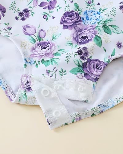 Image of Toddler Girl Swimsuit Baby Girl Bathing Suit Long Sleeve Floral Zipper One-Piece Rash Guard Swimsuit with Hat